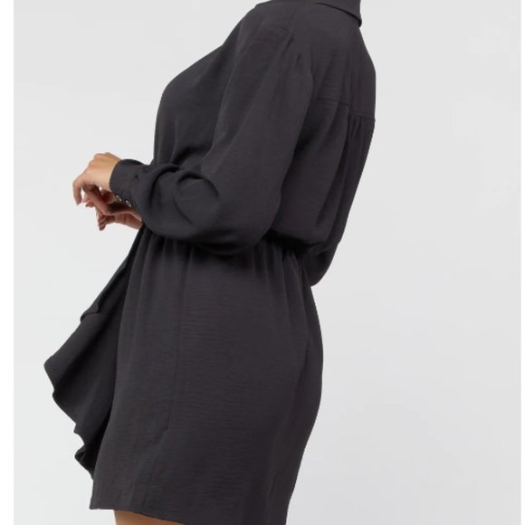 NWT Collared Shirt Mini Dress Size Small Black NWT - Picture 3 of 7